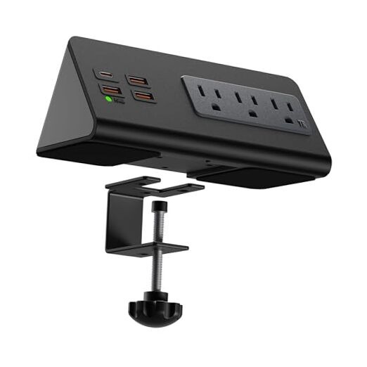 Upgraded,Desk Edge Clamp Mount Power Strips with USB Ports, PD20 W Fast