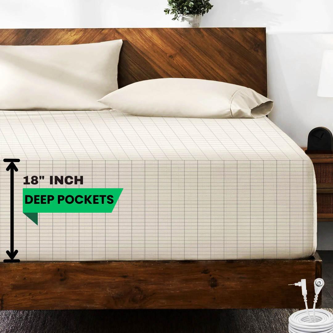 Grounding Sheets 10% Silver 90% Cotton Deep Fitted Pockets Neuropathy Arthritis
