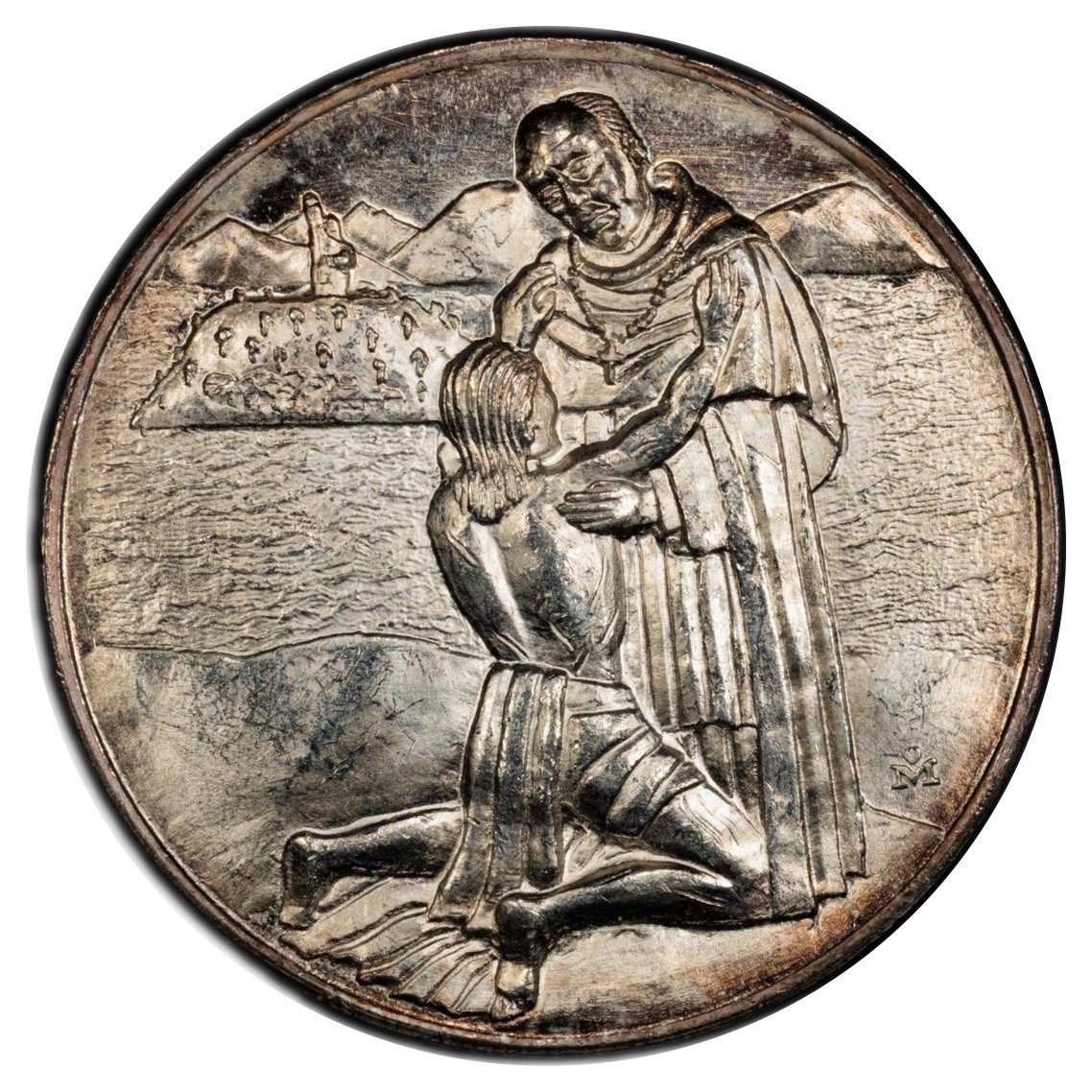 1965-Mexico Silver Medal-Vasco de Quiroga-Grove P-340a-PCGS MS 63