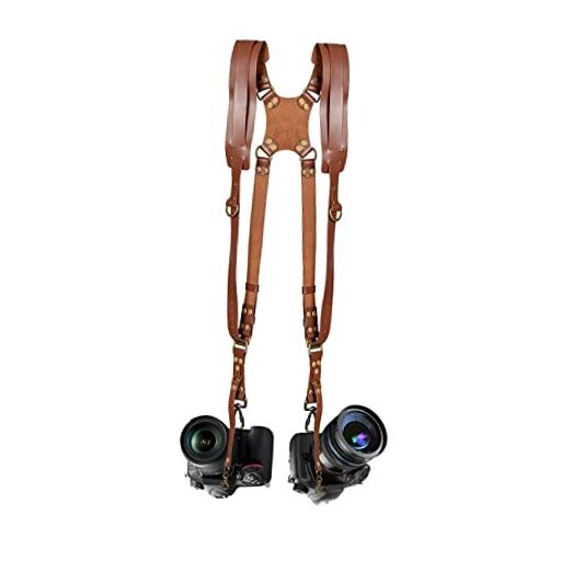 Double Camera Harness, Adjustable Camera Straps for Brown(dual Camera Strap）