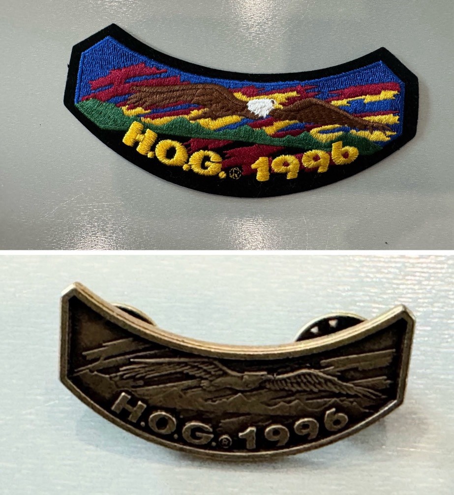 1996 Harley-Davidson HOG (Harley Owners Group) Rocker Patch And Pin