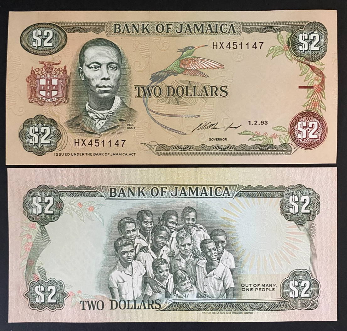 Jamaica 2 Dollars 1993 Banknote World Paper Money UNC Currency Bill Note