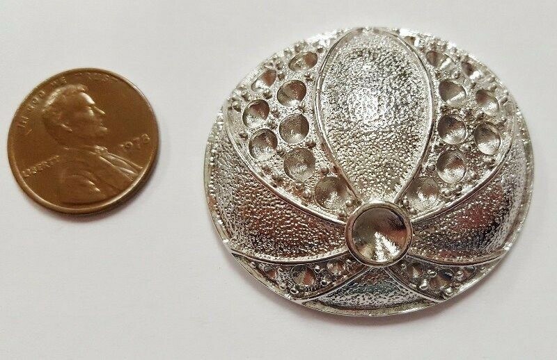 1 Retro Silver Beach Ball 37x41mm. Unset Rhinestone Setting Finding   E279
