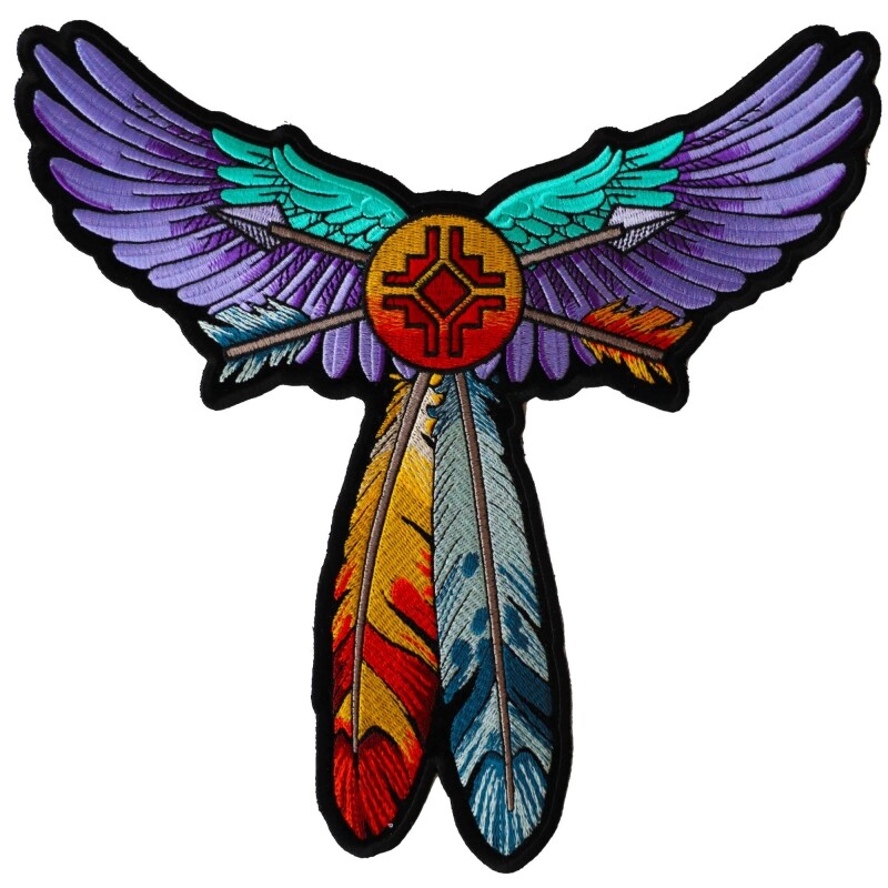 Large Back Patch (Iron-On or Sew-On), Feathers Angel Wings Back Patch, 10" x 10"