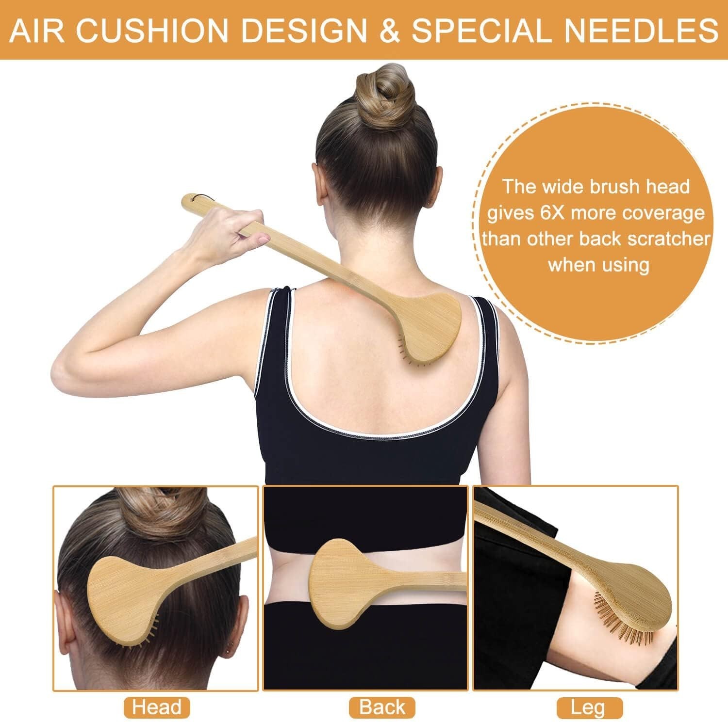 Bamboo Oversize Curved Back Scratcher - Large 104 Wooden Points