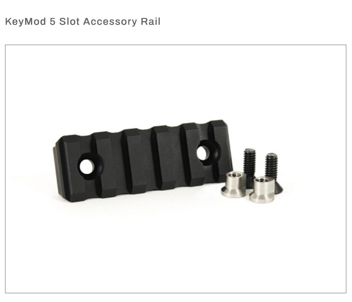 Odin Works - fits KeyMod  -Aluminum- 5 Slot - 1913 Picatinny Rail Section - NEW