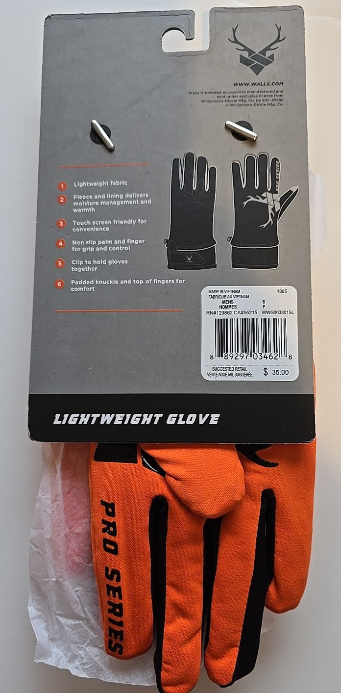 Walls Pro Series Lightweight Gloves Size Small  NEW Wtags