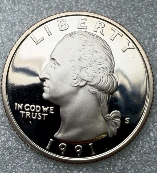 1991-S GEM Proof Washington 25c ~ Deep Mirrors ~ Lite Tone  ~ Nice! ~ Z82
