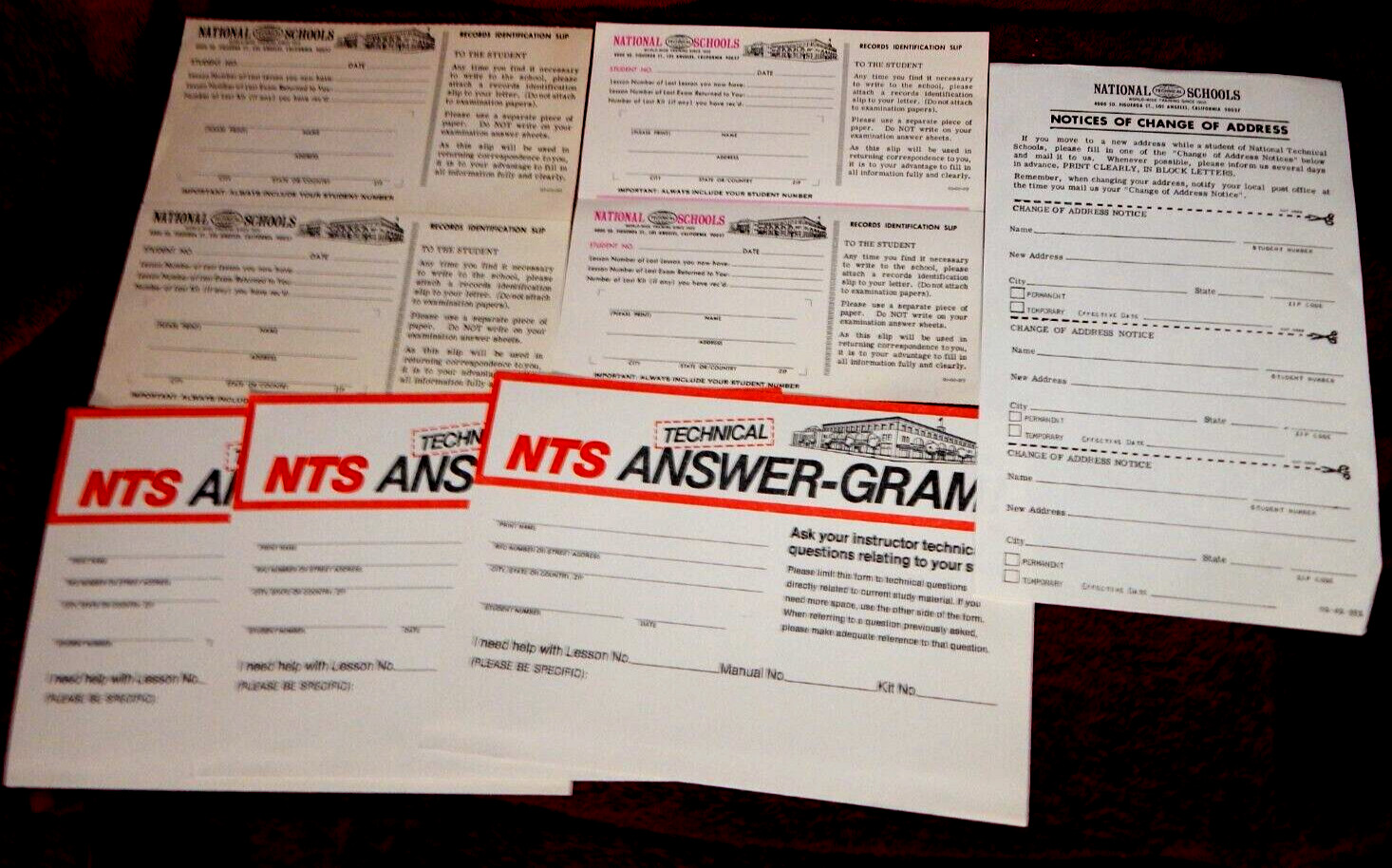 Vtg National Technical Schools Lot of 8 UNUSED Ancillaries