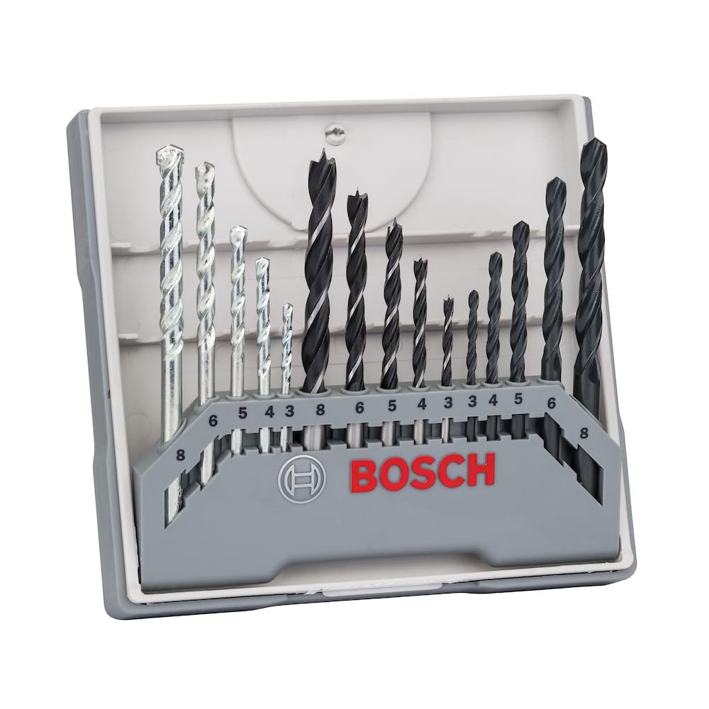 Bosch Professional 2607017038 15-Piece Mixed Drill Bit Set (for Metal, Wood and