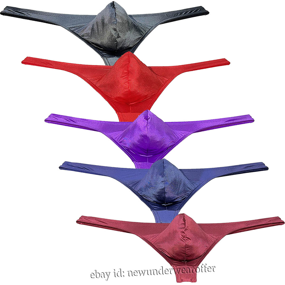 Men's Silk Satin Bikini Thong Underwear Enhance Pouch String T-back Underpants