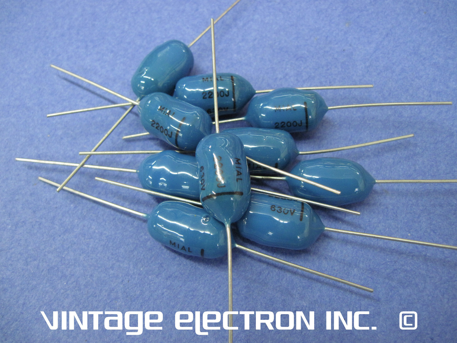 (10) MIAL Axial Lead Polystyrene Capacitors: 2200pF 5% 630V (Italy)  FREE SHIP