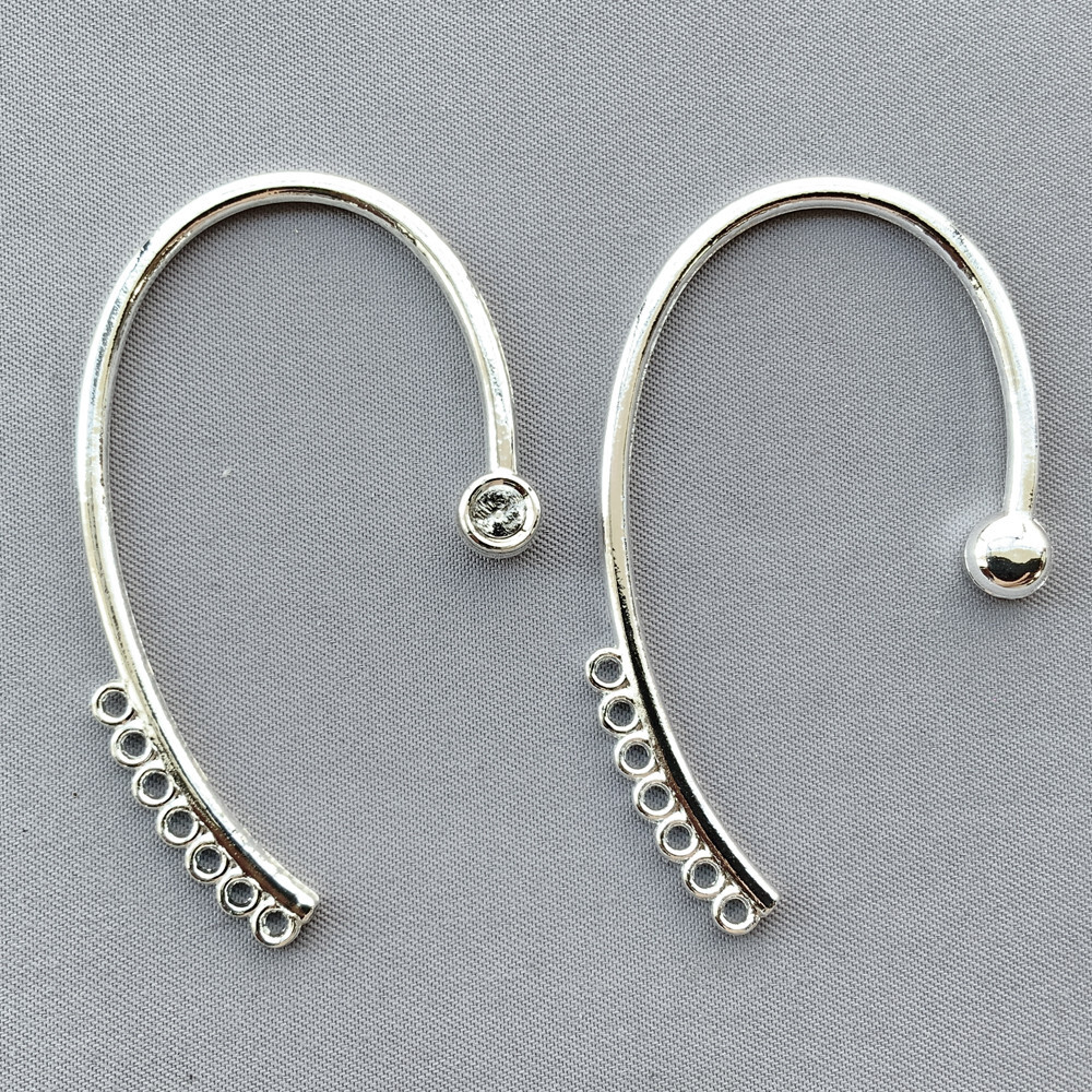 Left Right Ear 7 Loop Ear Cuff Earrings 56x36mm Silver Plated Q2 Pair Per Pkg