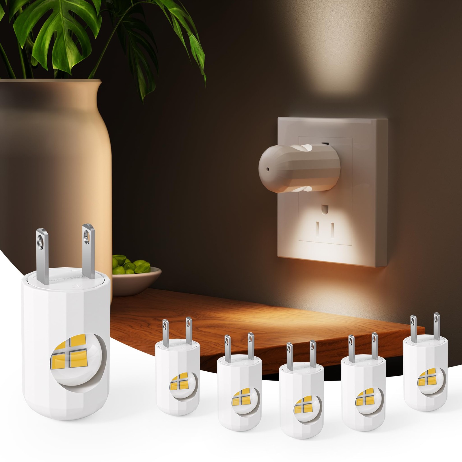 GEPLAD 6-Pack LED Night Light Plug-in Wall Outlet Light, Soft 6 Pack, 3000K