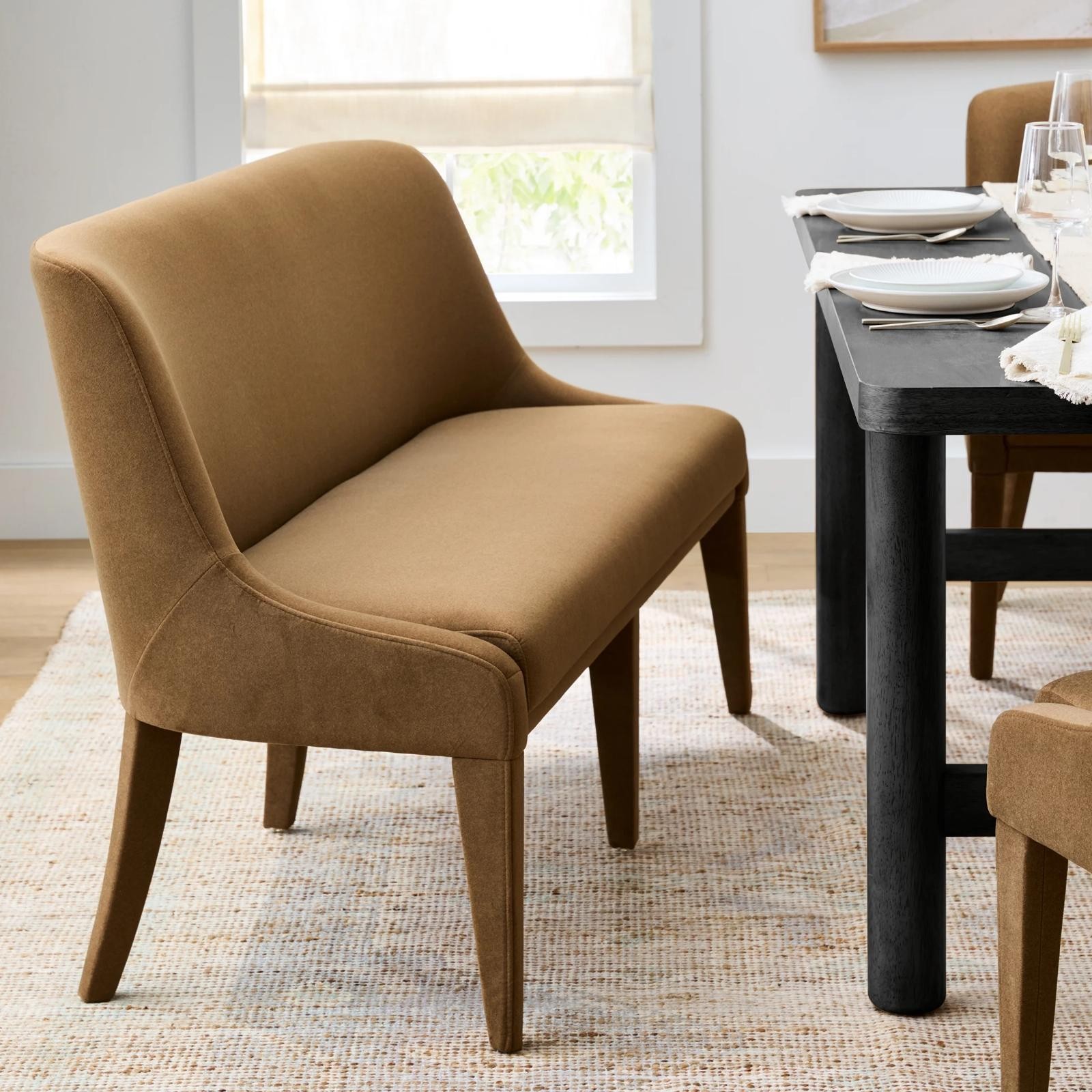 Better Homes & Gardens Windsor Brown Upholstered Dining Bench With Backrest