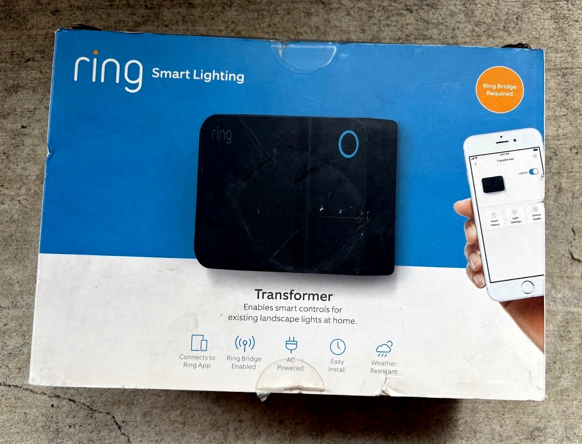 Ring Smart Lighting Low Voltage Lighting Transformer in Black (Bridge Required)