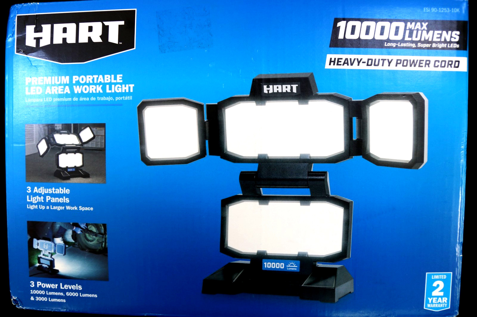 HART FSI 90-1253-10K Portable 4-Panel 10000 Lumen LED Adjustable PLUG-IN Light
