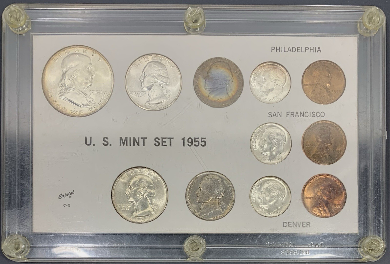 1955 Capital Plastics U.S. Mint Set -  Colorful Toned