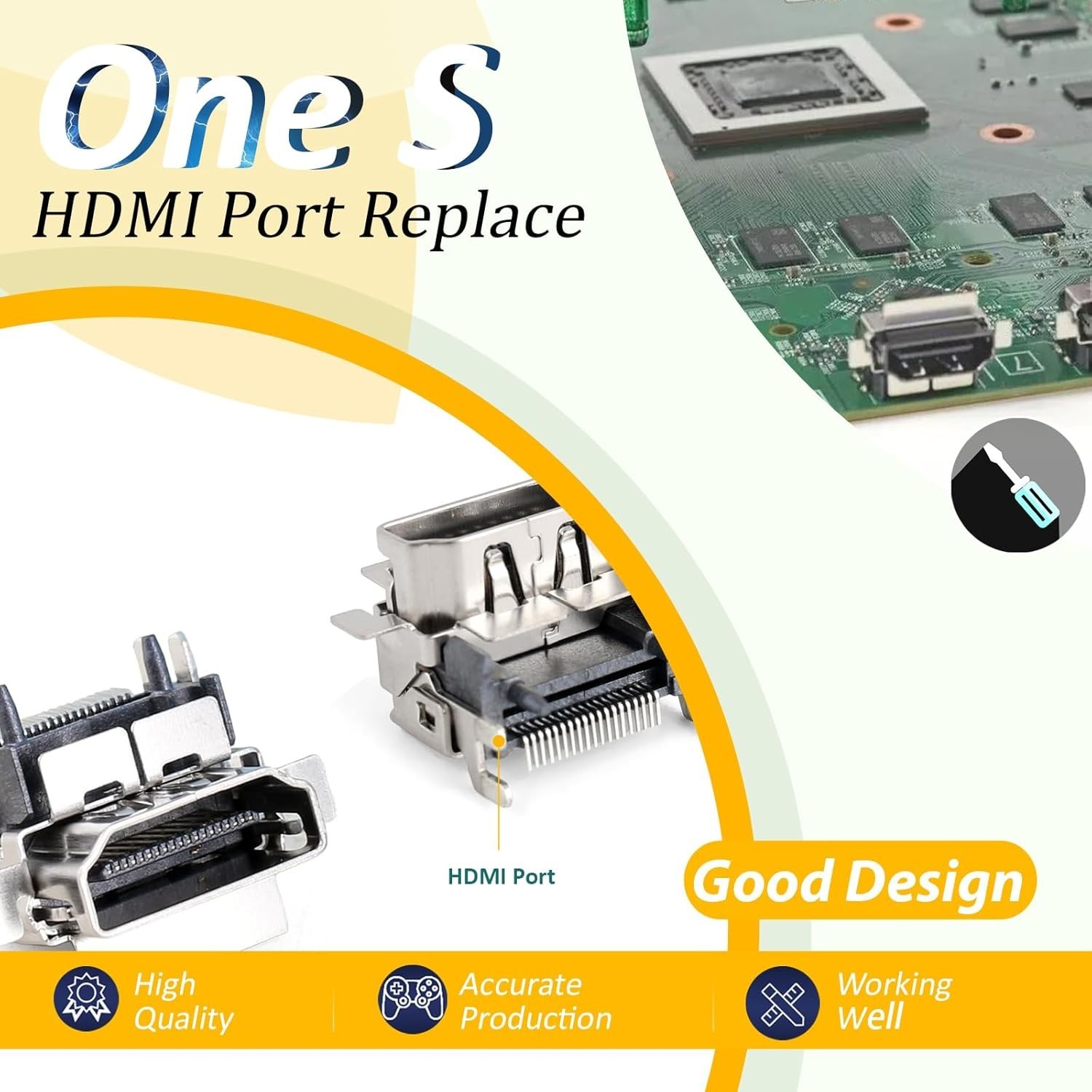 2Pack HDMI Port Replacement for Xbox One S Socket Jack Interface Connector fo...