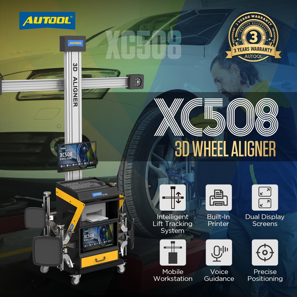 AUTOOL 3D Wheel Alignment Machine Fully Automatic Tracking Tire Aligner System