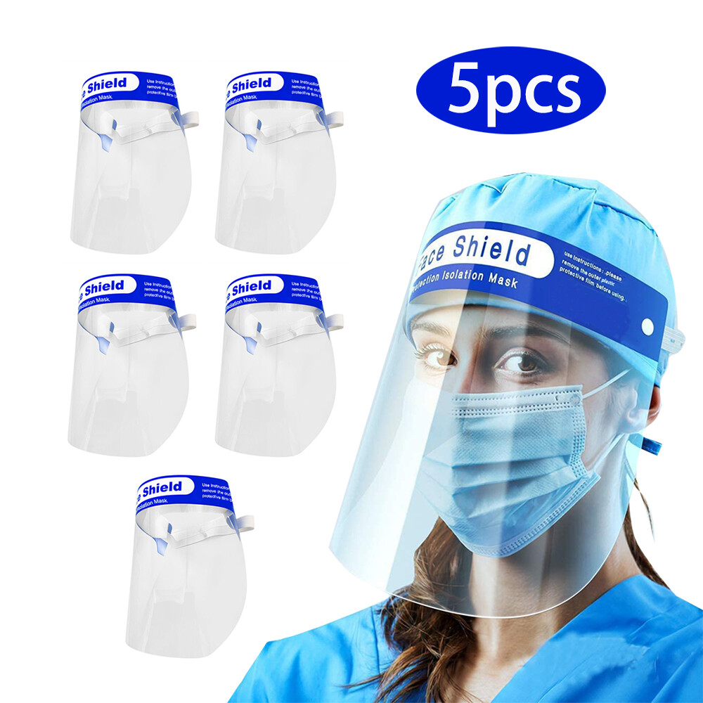 5Pack Safety Full Face Shield Reusable Washable Protection Face Mask Anti-Splash