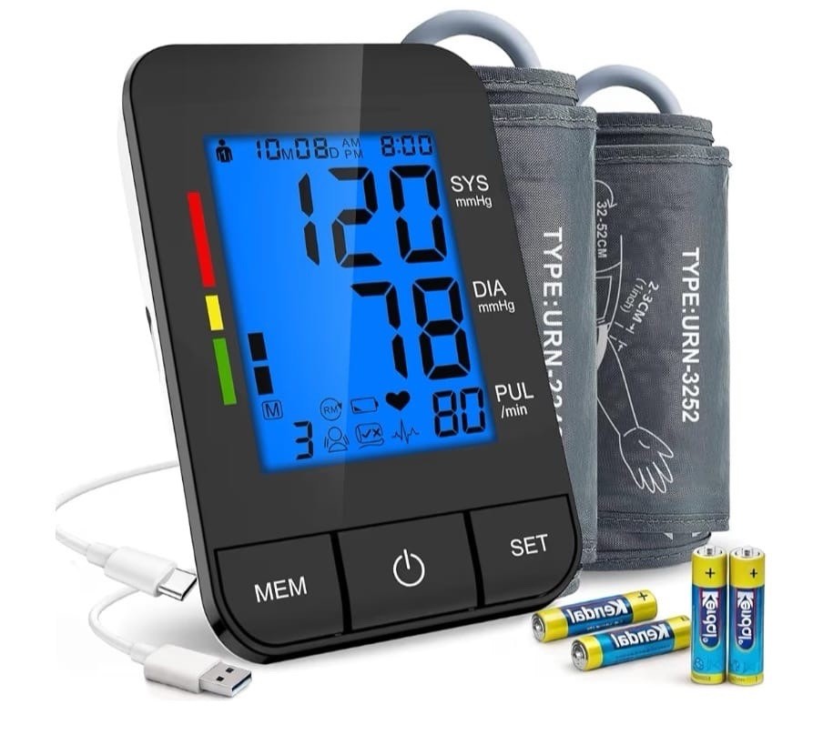 SDUNW U80B Upper Arm Electronic Blood Pressure Monitor Dual Cuffs LCD USB Memory