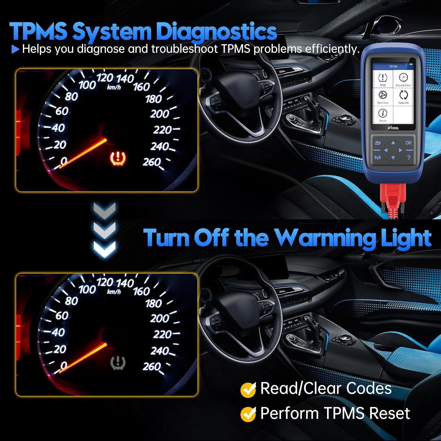 XTOOL TP150 TPMS Programmer Sensor Relearn Activate Tire Pressure Light Reset
