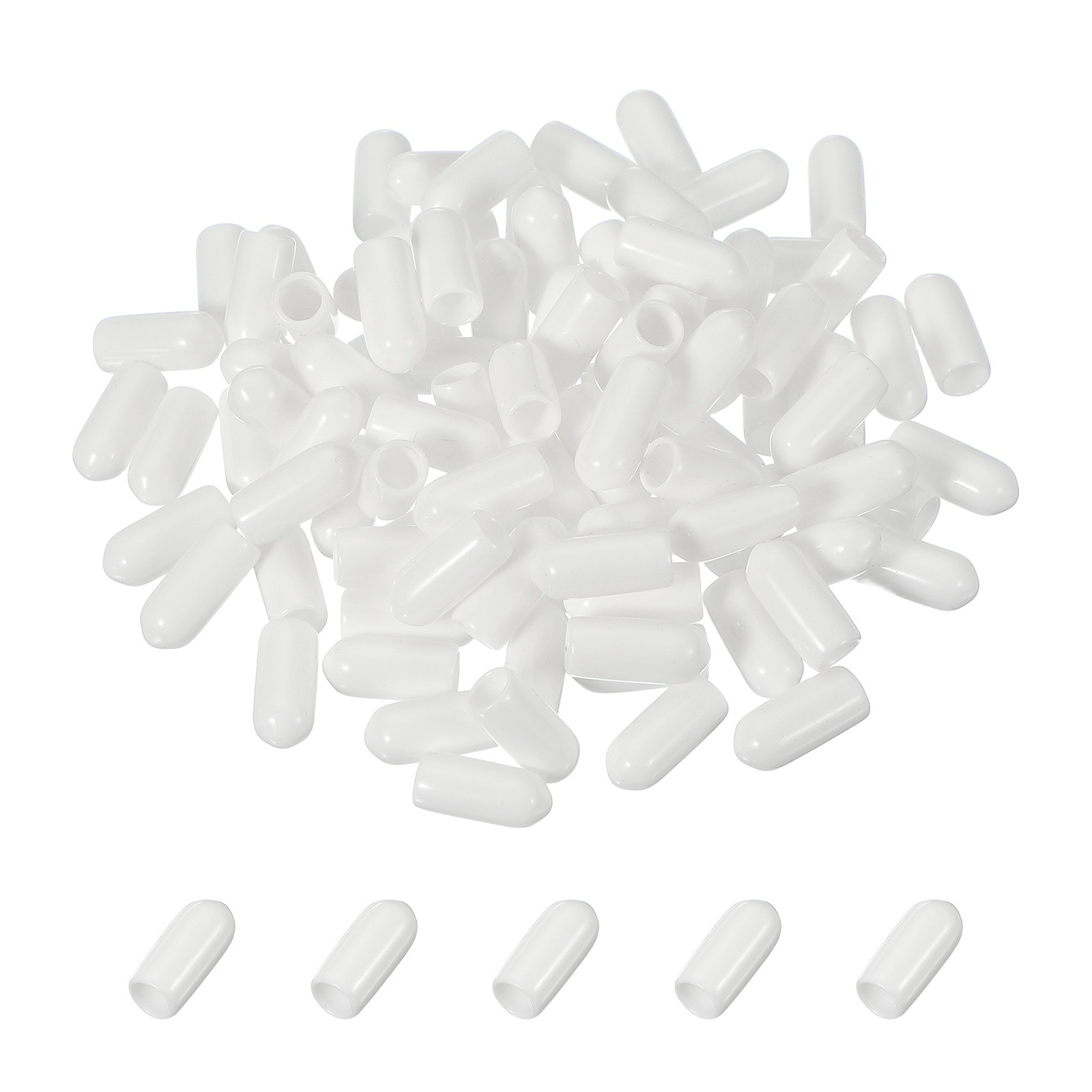 100pcs Pegboard Hook Tip Protector Rubber End Caps Inner Dia 5mm White