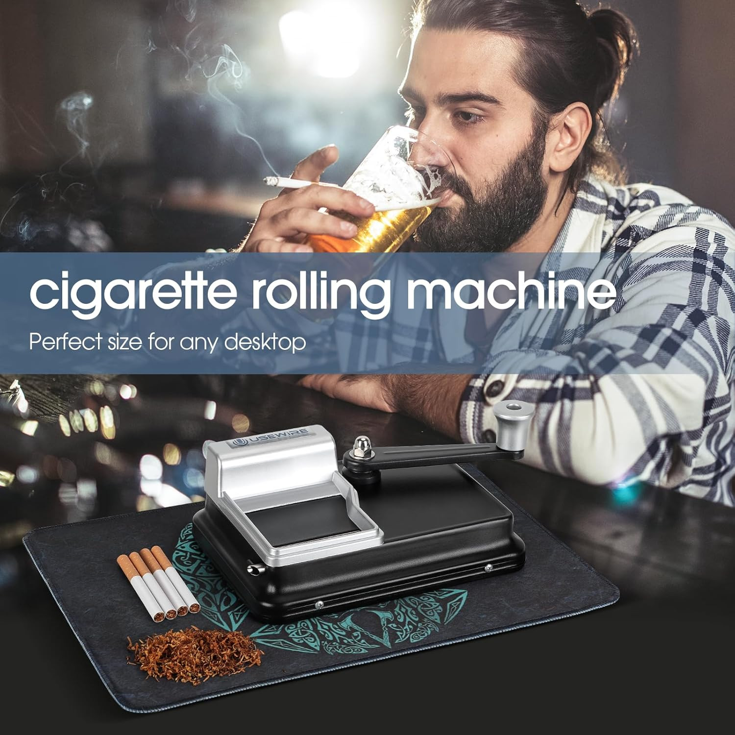 USEWIRE Cigarette Rolling Machine, Manual Tobacco Rolling Machine, Portable Home