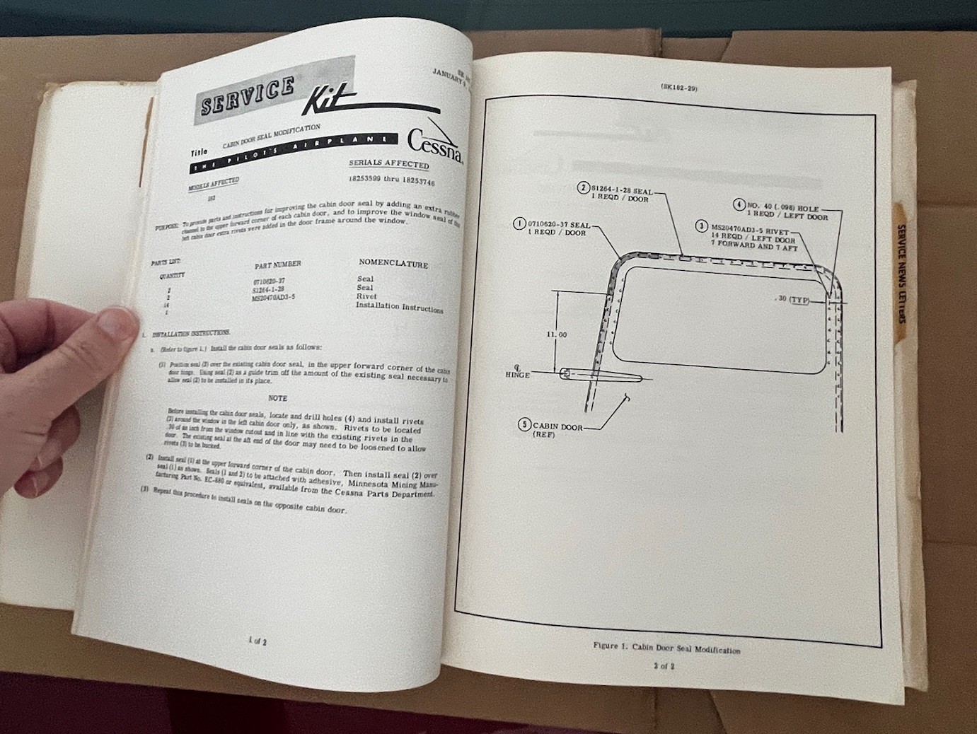 1963 Cessna Service Information Summary Manual All Models, Original