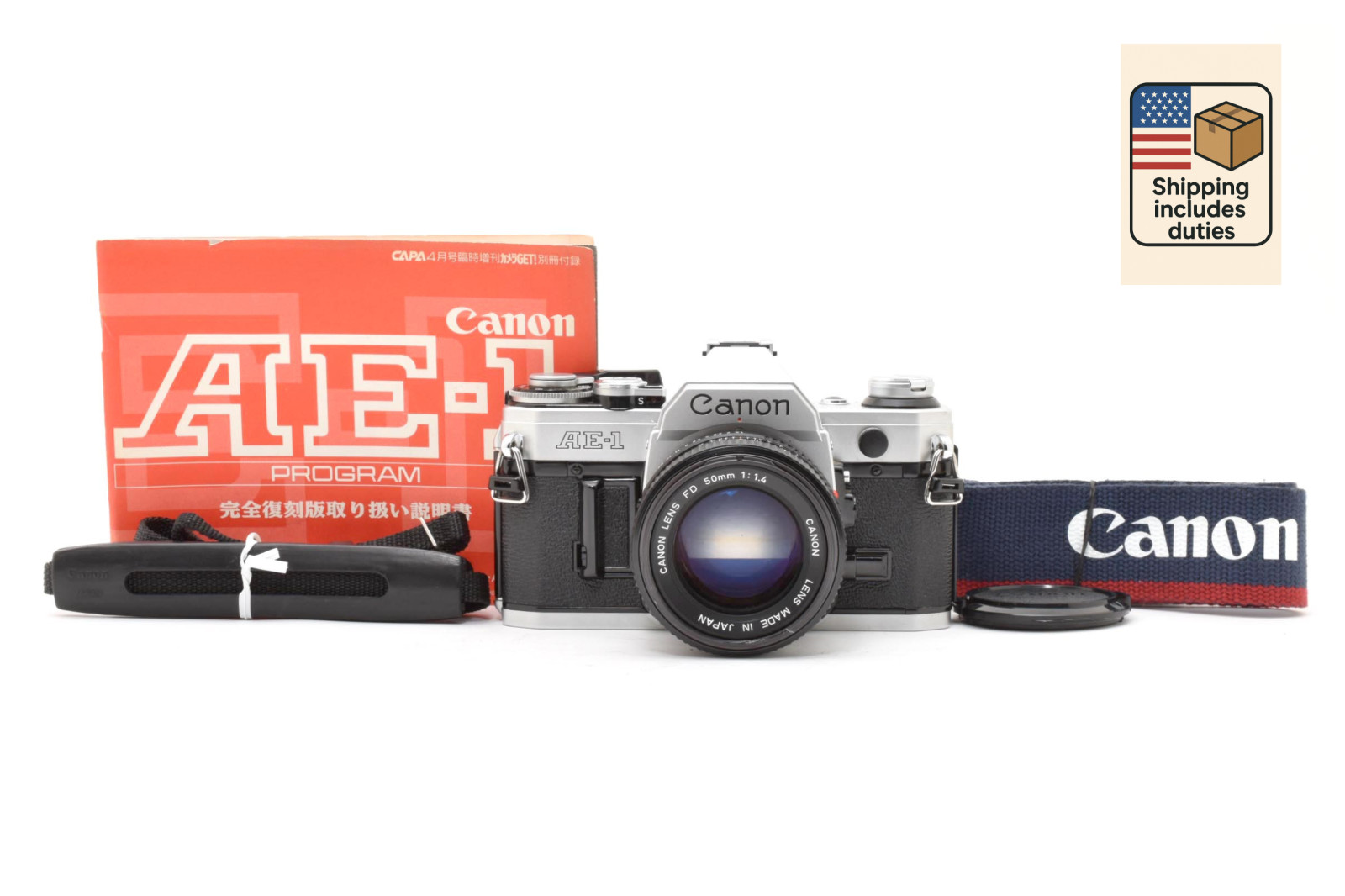 [NEAR MINT] Canon AE-1 silver 35mm SLR Film Camera New FD 50mm F1.4 Lens JAPAN