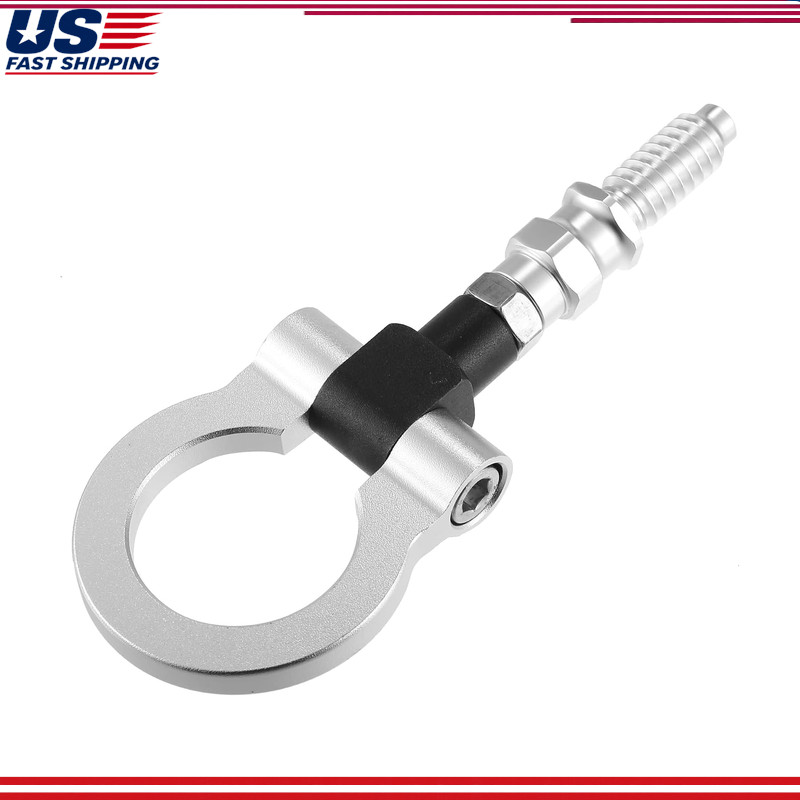 Silver Tone Aluminum Alloy Front Bumper Trailer Ring Eye Towing Tow Hook Screw B