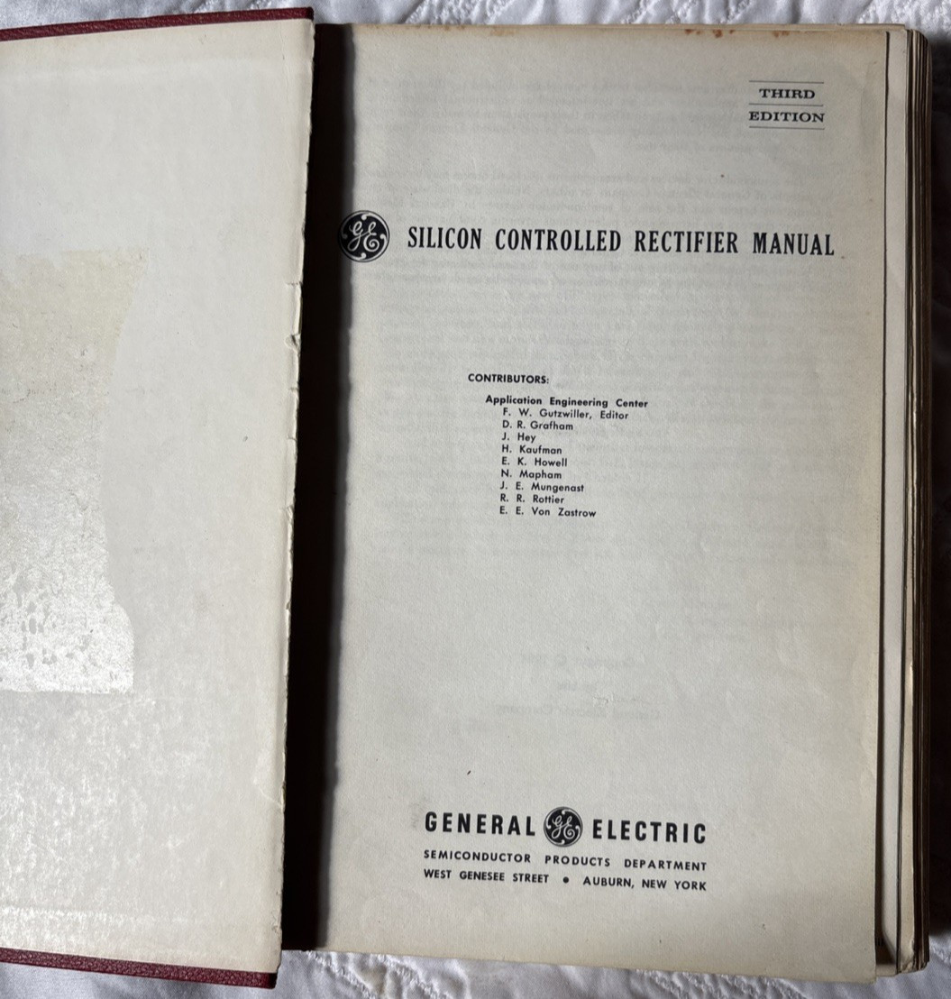General Electric Silicon Controlled Rectifier Manual 1964 Third Edition