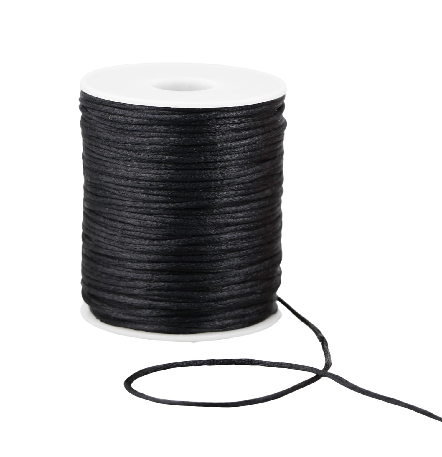 KINGSUPER 2 mm x 95 Yards Satin Nylon Cord String for 2 mm, Black
