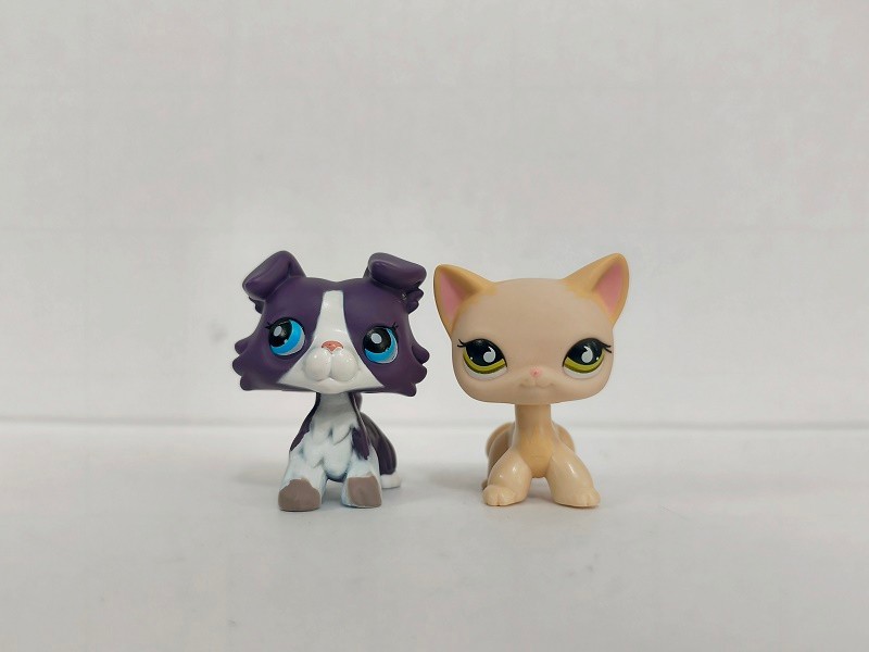 2pcs/lot Littlest Pet Shop Figure LPS Purple Dog Cat #1676#733 Kid Toys