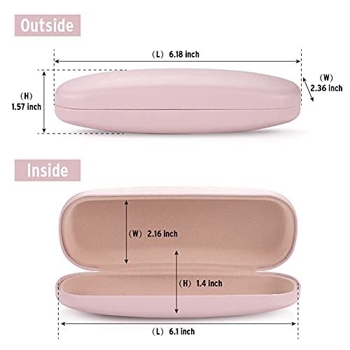 Glasses Case Hard Shell - PU Leather Eyeglass Case Eyeglasses Case for Pink