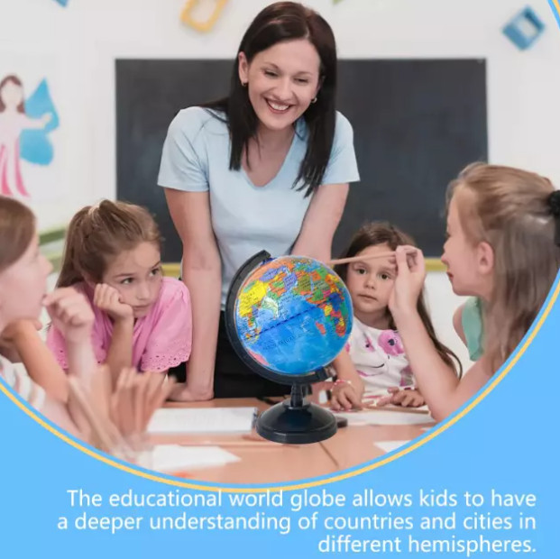 WORLD GLOBE EARTH TOP Map Rotating Geography Ocean Classroom Learning Desktop