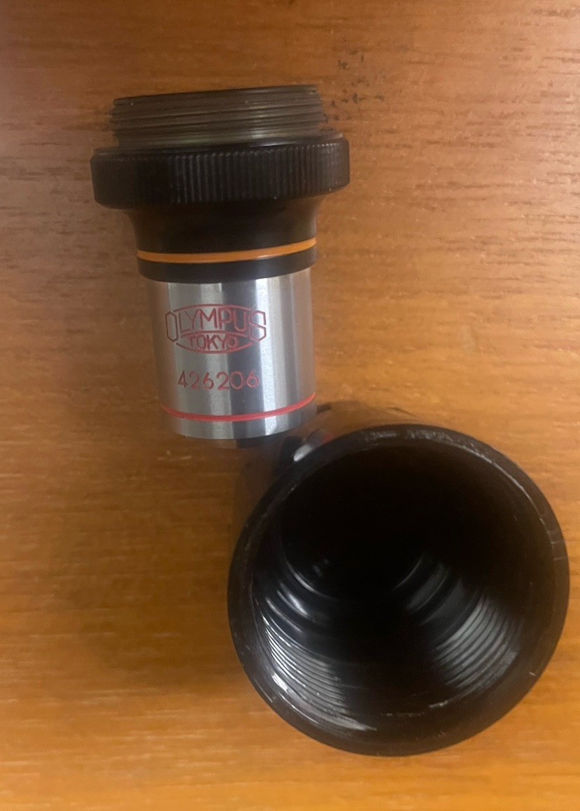 Olympus PL10 0.25 Microscope Objective + 4 Empty Objective Cases