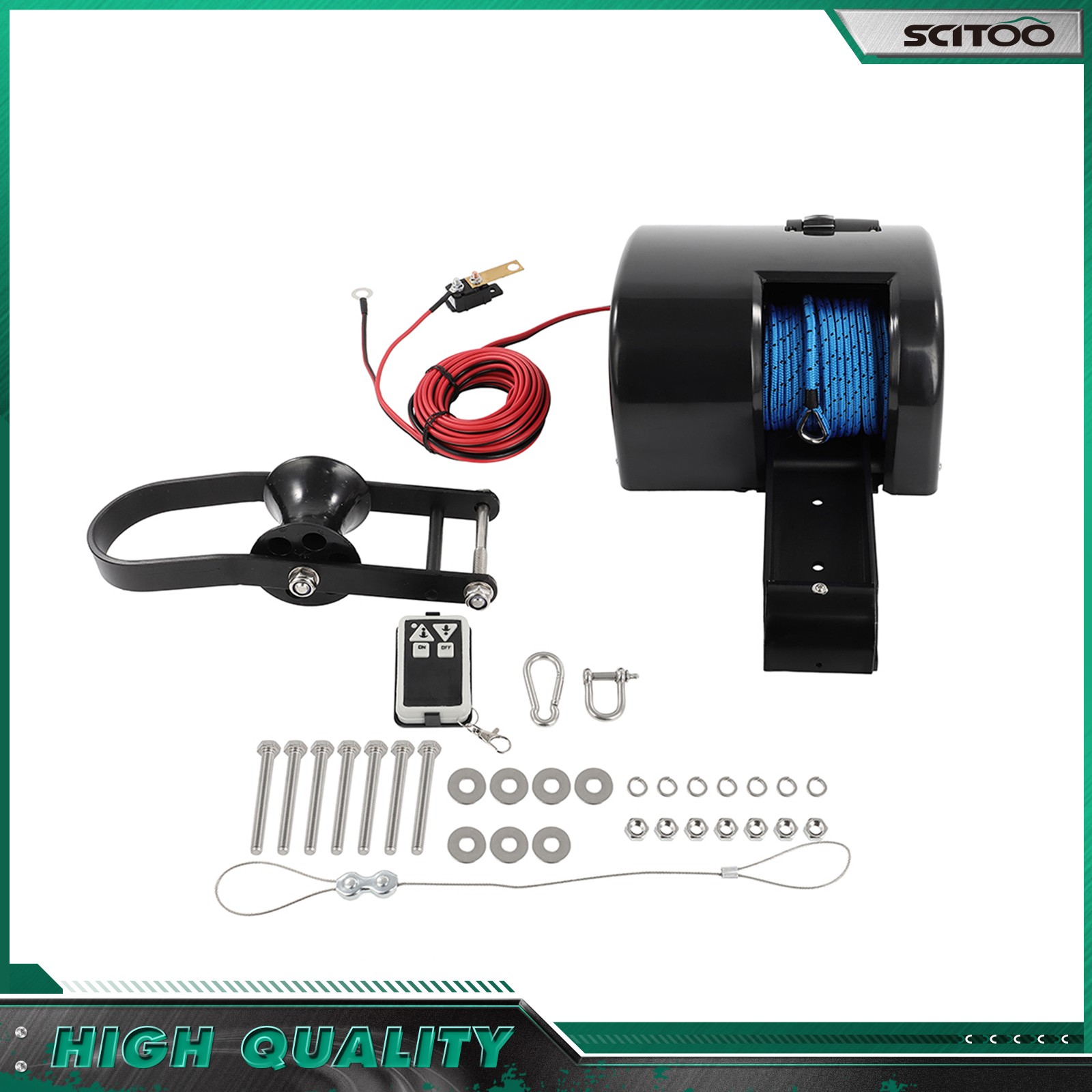 Black Boat Marine Electric Anchor Winch Boat Winch 35lbs
