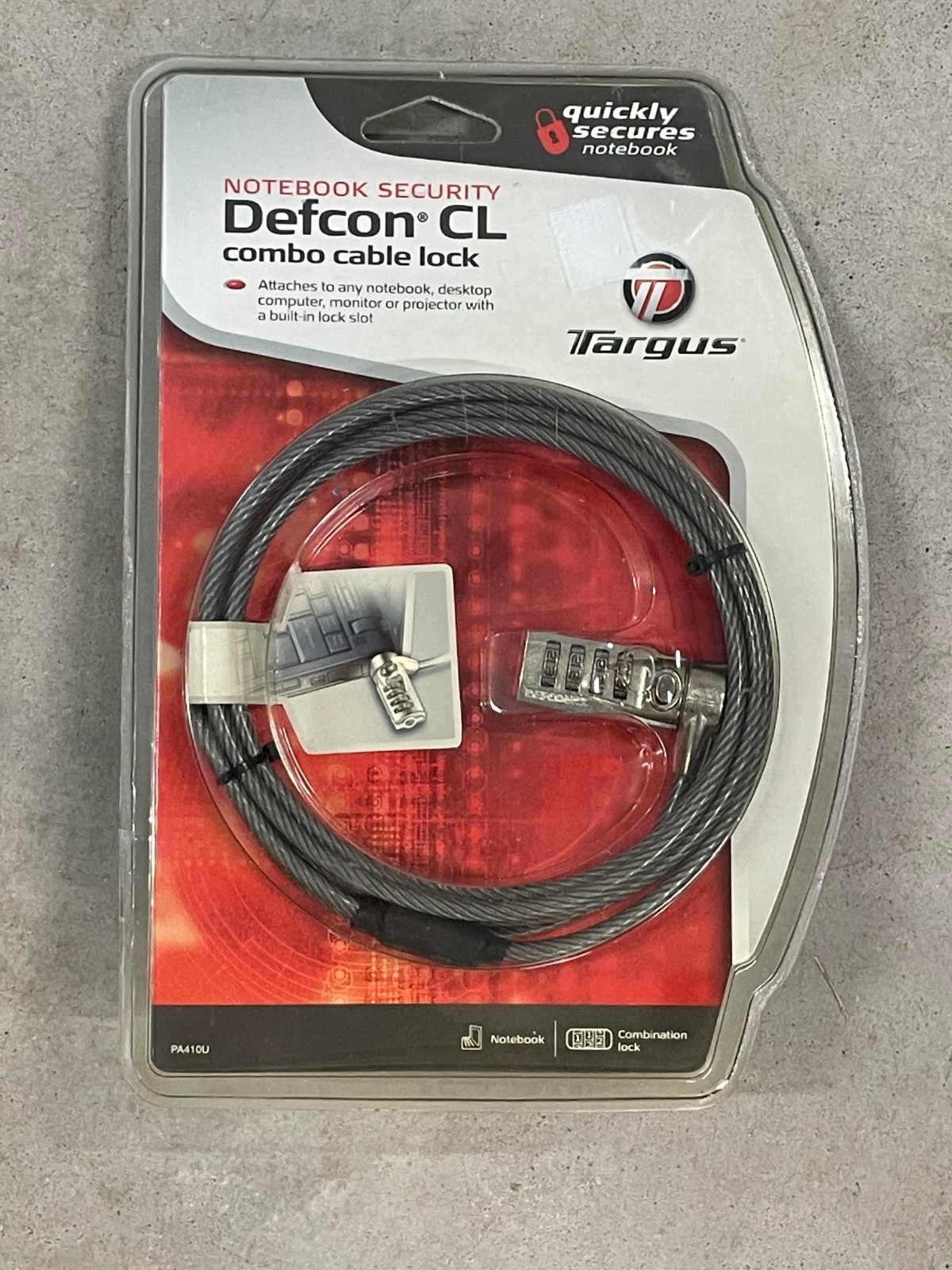 Targus Defcon CL Combo Cable Lock - Laptop Security - New in Package