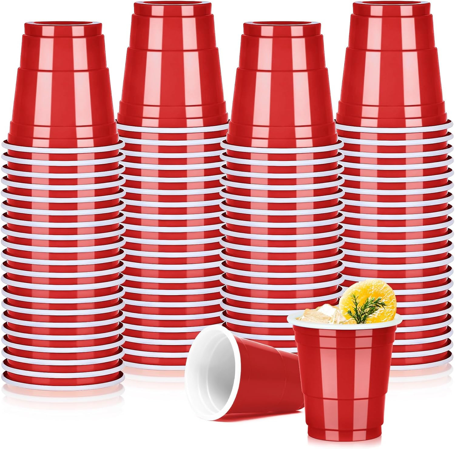 100Pack 2Oz Christmas Disposable Shot Glasses, Mini Red Solo Cups, Plastic Shot