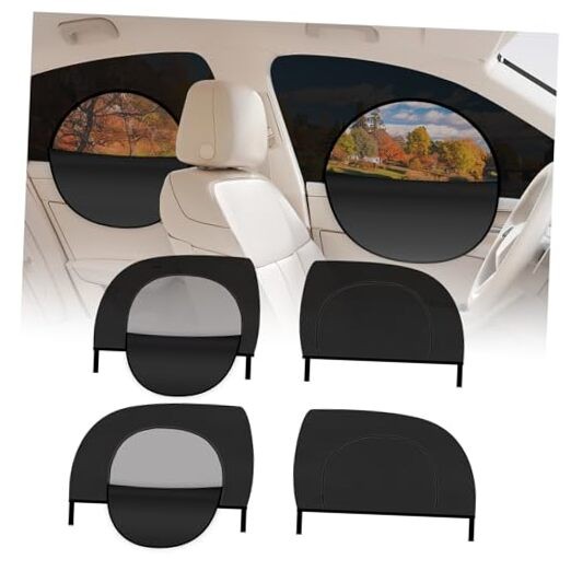 4PCS Upgraded Car Window Shades with Zipper—Mesh Breathable Covers