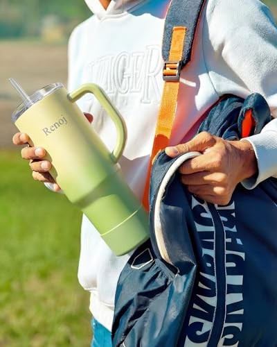 Tumbler with Handle 100% Spill Resistant FlexSlide 32oz Green Gradient