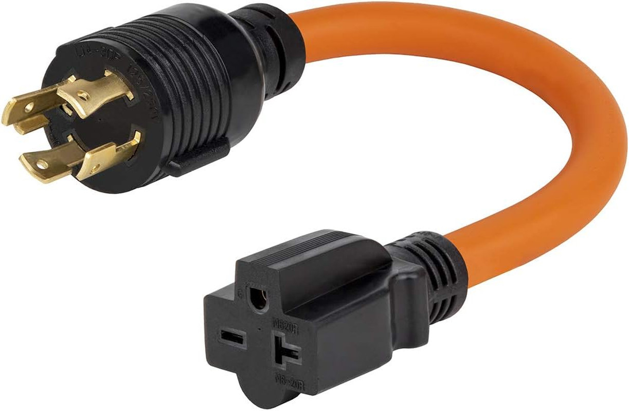 1FT Nema L14-30P 30Amp Locking Plug Male to 6-20R T-Blade Adapter, STW 10-AWG 30