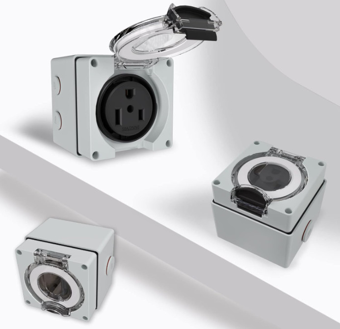 50Amp Power Outlet Box,Nema 6-50R Receptacle,250Volt Heavy-Duty Outdoor