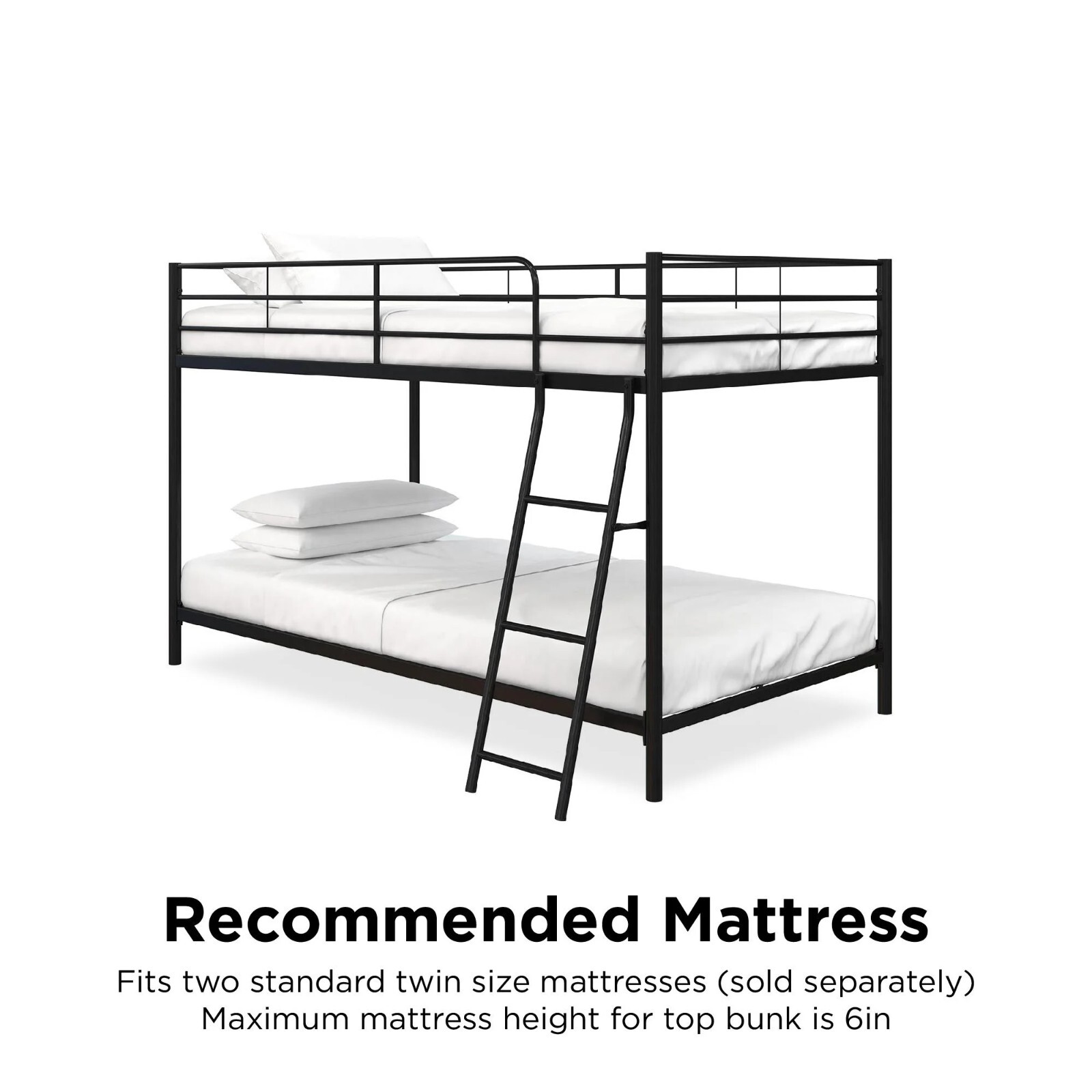 Small Spaces Twin-over-Twin Low Profile Junior Bunk Bed, Silver