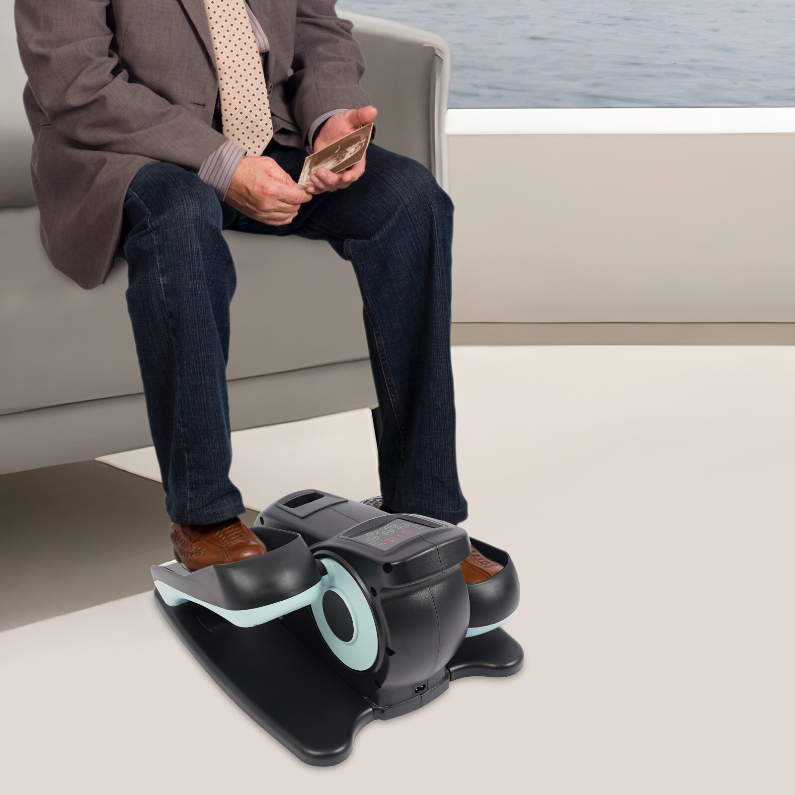 Portable Exercise Pedal Exerciser Foot Pedal Machine Remote Control Floor Stand