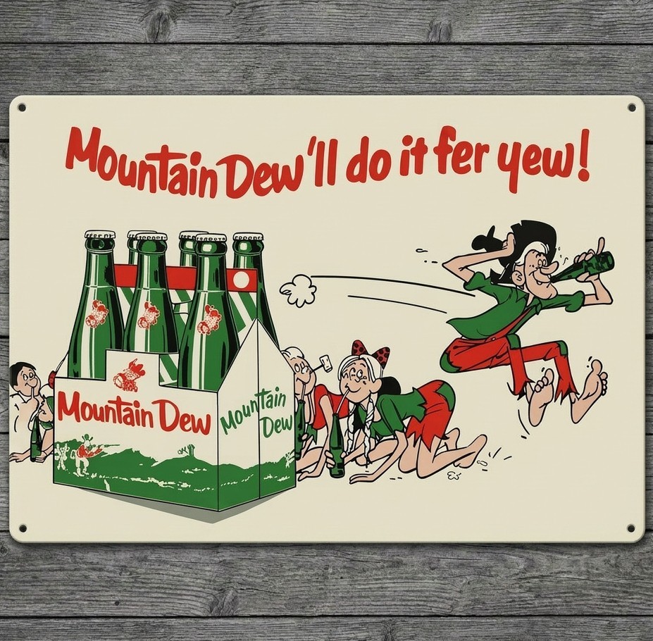 Mountain Dew 8 x 12 Novelty Metal Sign Made In USA New!