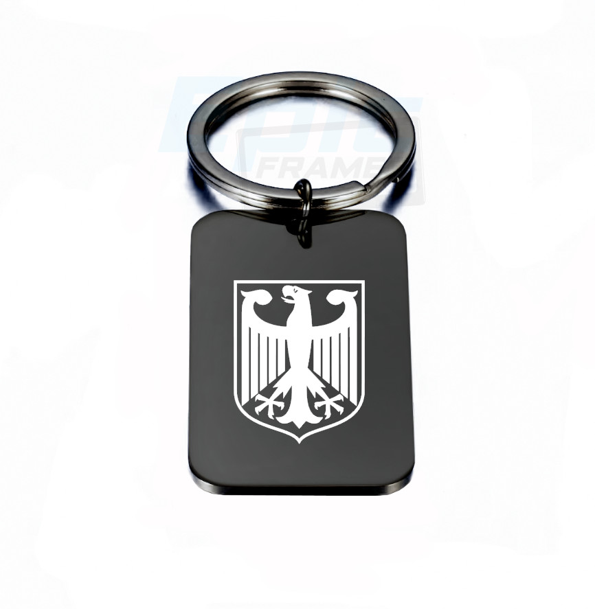 German Eagle Key chain Premium Engraved Black Premium Metal Keychain