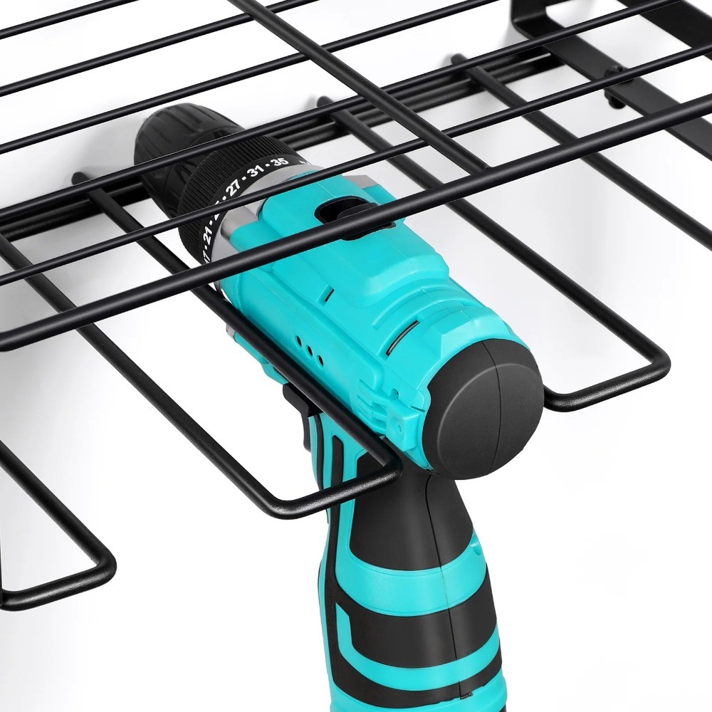 Wall Mounted Power Tool Organizer with 6 Drill Holders, Garage Tool Organizers